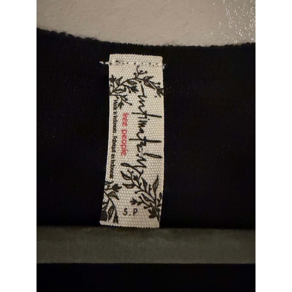 Intimately Free People Black Strappy V-Neck Long Sleeve Top‎ Small S P Boho Knit - Picture 4 of 5